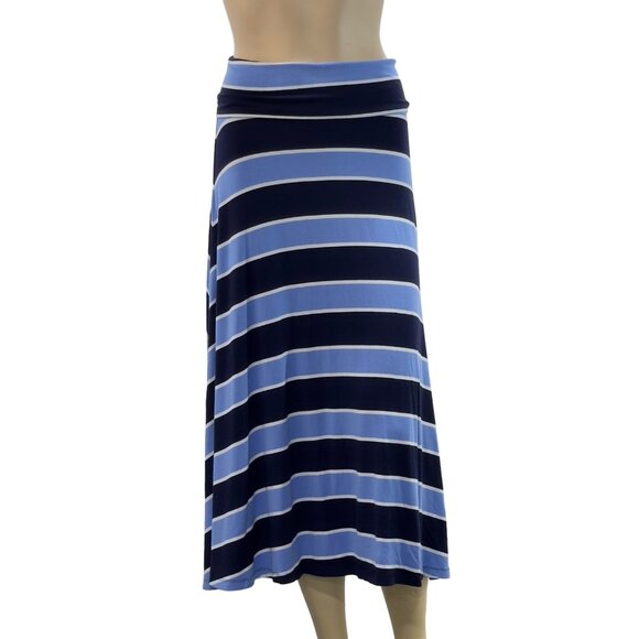 GAP Women's Blue Multicolor Striped Maxi Skirt Stretch Size S Petite - Picture 4 of 16